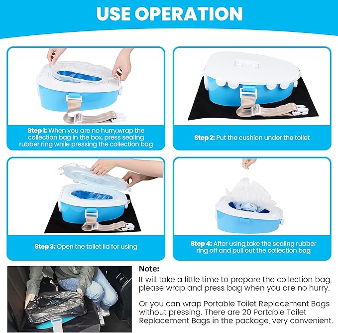 A ARCIYON Portable Toilet Car Camping Toilet Indoor & Outdoor Commode,Travel Potty,Portable Toilet for Car,Camping,Hiking,Long Road Trips,Traffic jam