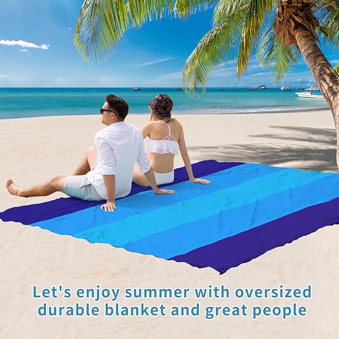 BYDOLL Beach Blanket Waterproof Sandproof 78''×81'' Suits1-4 Adults Compact Lightweight Oversized Sand-Free Blanket Large Picnic Mat for Beach Travel Camping Hiking