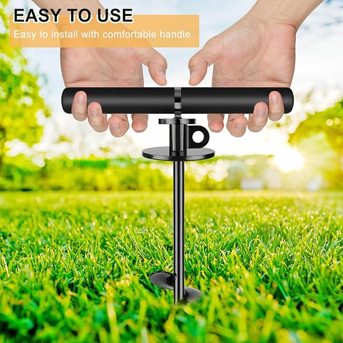 15 Inch Dog Tie Out Stake, Heavy Duty Dog Spiral Stake for Medium to Large Dogs up to 220lbs, No Tangle, Dog Anchor for Yard, Camping, and Beach