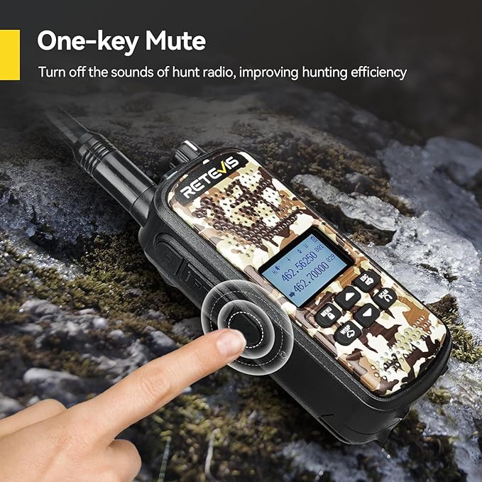 Retevis EZTalk 2 GMRS Two way Radio, IP67 Waterproof Walkie Talkies, 2200mAh Battery, Hunting Radios with 7 Hunting Calls, NOAA, USB C, Long Range Walkie talkies for Hunting Camping (1 Pack)