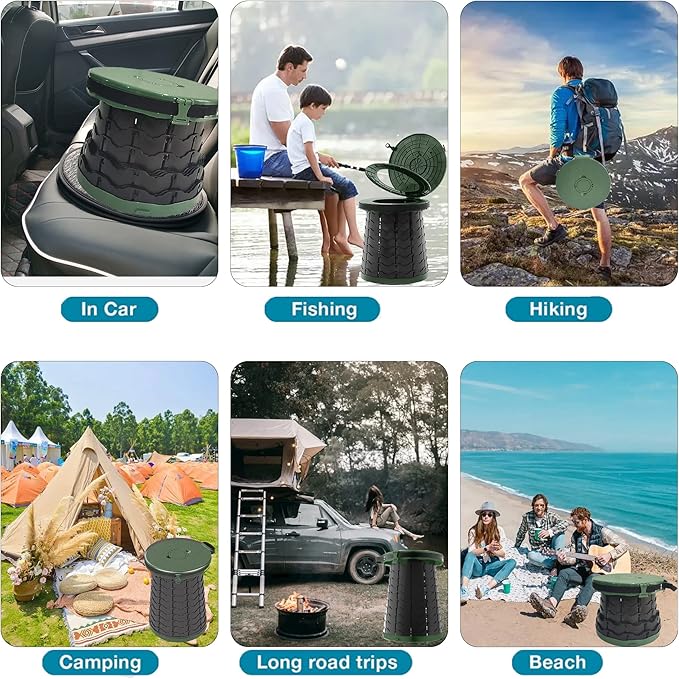 Portable Toilet for Camping Portable Folding Toilet with Carry Bag, Retractable Travel Toilet Foldable Stool Camping Toilet for Adults Kids, Height Adjustable & Sturdy Capacity 880 Lbs