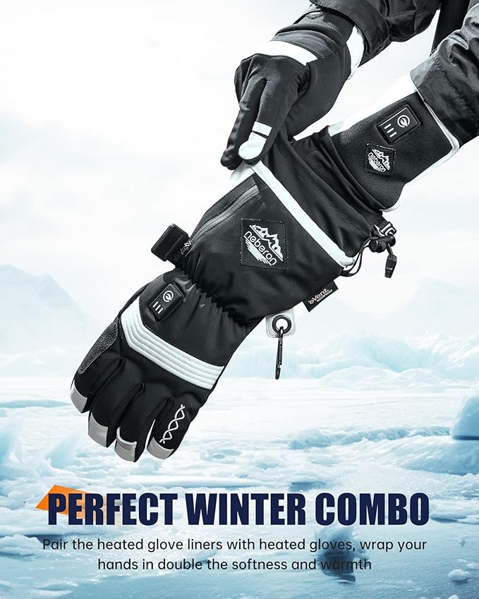 Heated Glove Liners Men Women, 7.6V Rechargeable Battery Heated Work Gloves Thin for Hunting Raynaulds Skiing Motorcycle Snowboarding Cycling Arthritis Riding Hiking Running