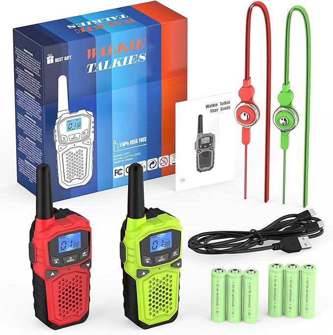 Walkie Talkies for Adults- WokTok Long Range Two Way Radio for Camping Hiking Hand Held Hiking Accessories Camping Gear Xmas Birthday Gift for Kids,SOS Siren,NOAA Weather Alert,2 Radios