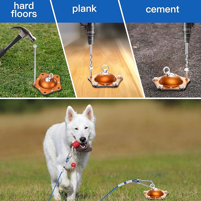 Dog Tie Out Cable and Stake, 360°Swivel Dog Anchor, with 30FT Heavy Duty Cable, Heavy Dog Stake for Yard Can Hold Up to 150 LBS Dogs for Park,Camping,Yard(Orange)