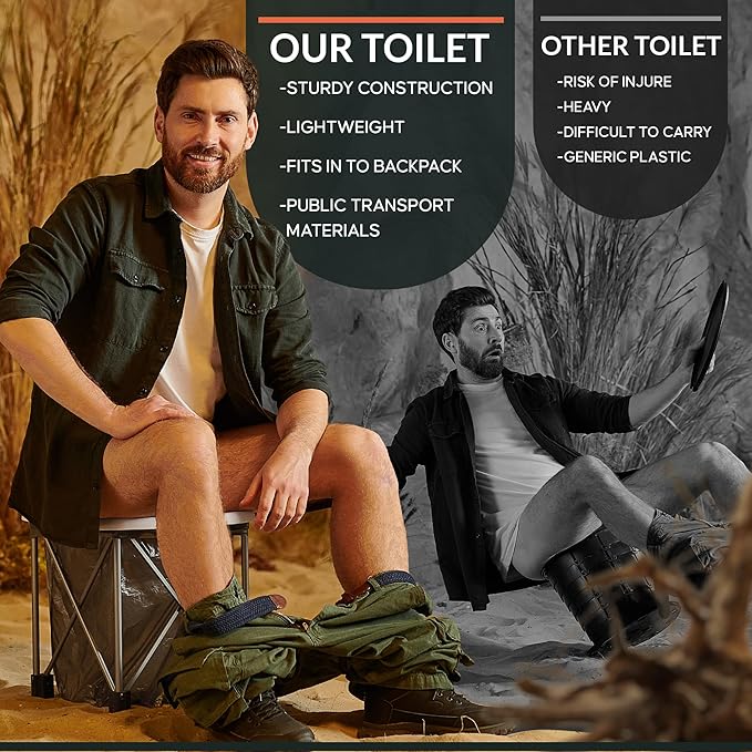 Camping Toilet, Portable Toilet, with Ultralight Aluminum Frame, XL high, Up to 350lb, Portable Toilet for Camping, Portable Toilet for Adults, XL Folding seat