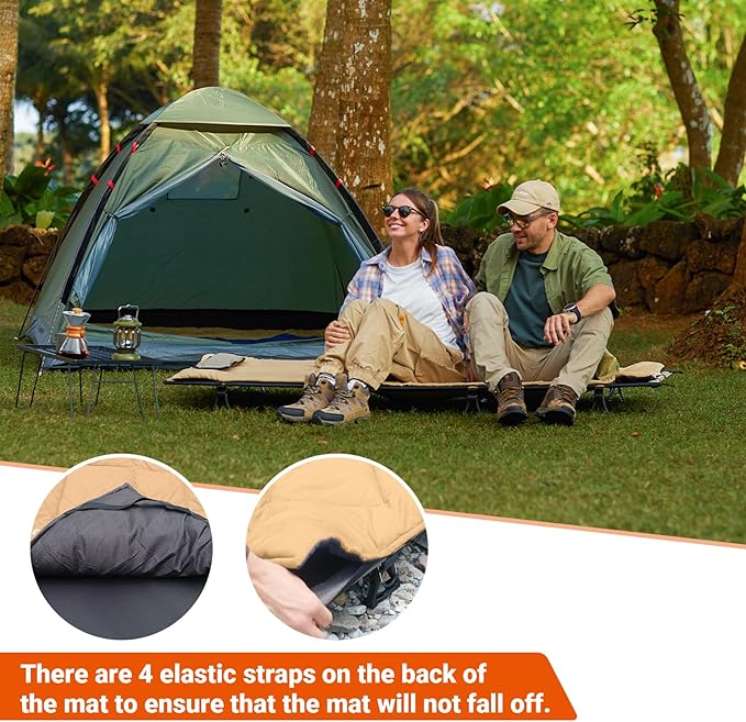 KingCamp Cot Pad Topper for Camping, Soft Warm Non-Slip Cot Mattress, Comfortable Lightweight Sleeping Mat for Outdoor & Indoor, Picnic, Hiking, Backpacking, Yoga
