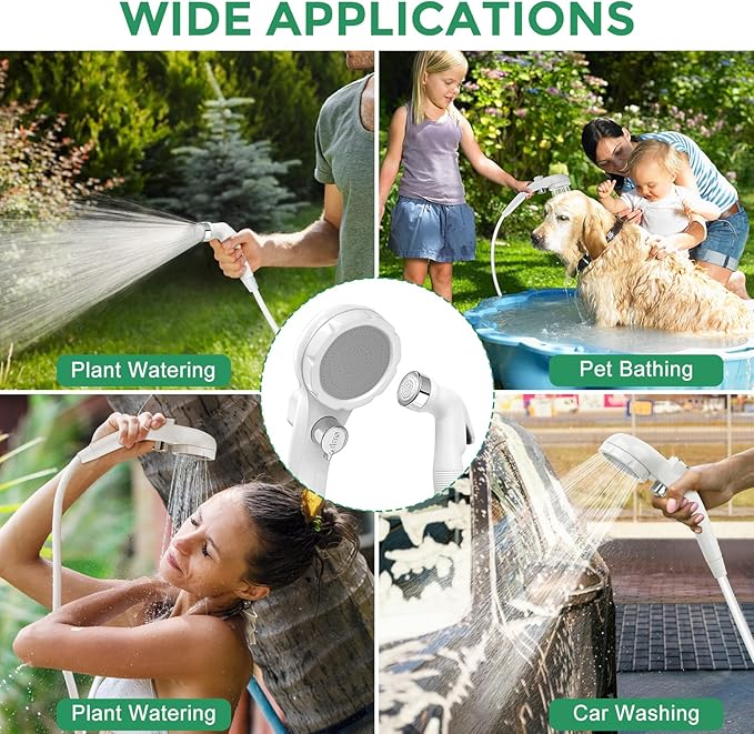INSMART Portable Camping Shower, Rechargeable Electric Shower Pump,Multiple Spray Modes Head with Handheld Adjustment for Outdoor Hiking, RV Travel, Traveling,Washing,Camp, Pet Cleaning,Car Wash