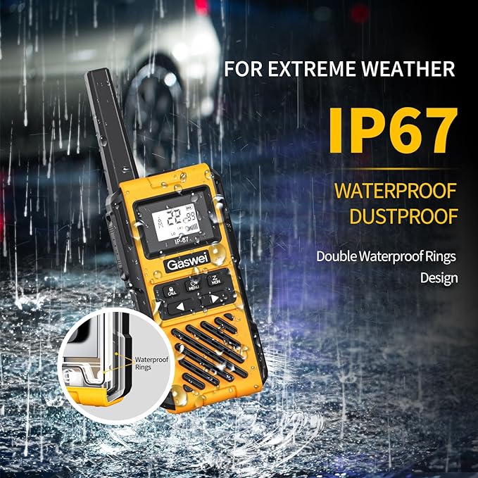 Gaswei G1pro Heavy Duty Walkie Talkies for Adults, Rechargeable Two Way Radios Long Range, 2 watt Emergency Radio, IP67 Waterproof, VOX,Rechargeable, Portable, FRS, Durable, USB Type-c (2 pack)