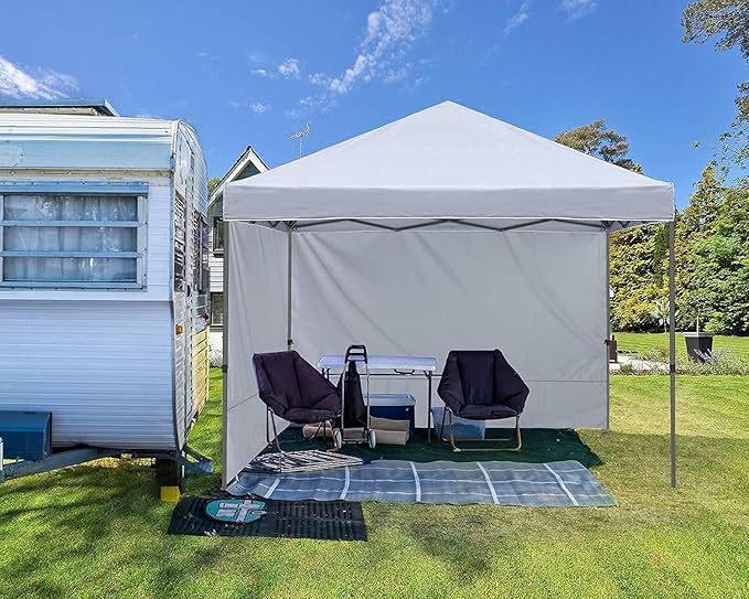 ABCCANOPY Easy Pop up Canopy Tent with 2 Sidewalls for Outdoor Sun Blocking or Rain Protection, 8x8, White
