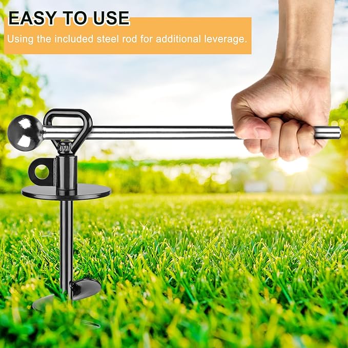 SELEWARE 49 ft Dog Tie Out Cable and Stake, Anti-Rust Dog Anchor with Composed of Stainless Steel Wire Cable for Large Dogs up to 220 lbs, Free Swivel Dog Stake Dog Camping Gear