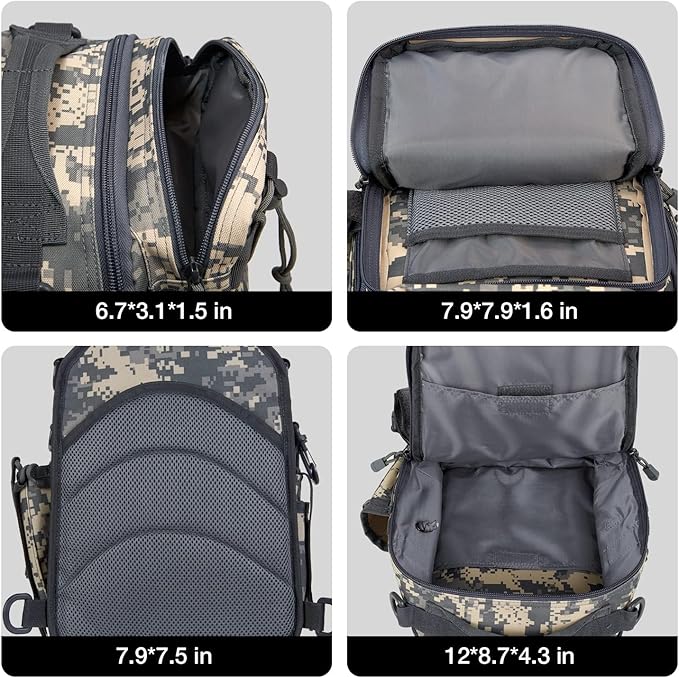 Piscifun Tackle Bag With Rod & Gear Holder - Lightweight Sling Storage Bag, Outdoor Shoulder Pack for Fishing, Hiking, Hunting