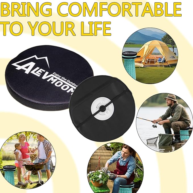 ALEVMOOM Thickened Chair Pad for Round XXL Collapsible Stool Cushion (Exclude Stool),30cm (11.8") D Thick Seat Cushion Soft Foam with Elastic Strap for Retractable Folding Stool 1 Pack