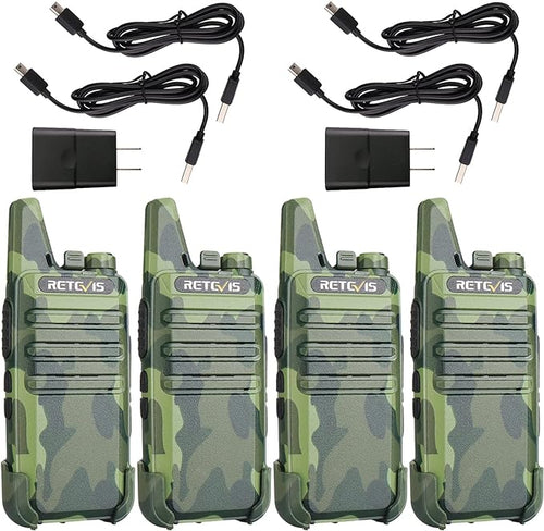 Retevis RT22 Walkie Talkies Rechargeable, Voice Activated, Emergency Alarm, Outdoor Cruise Ship ATV Hunting Skiing Handheld Two Way Radio Walkie-Talkies (4 Pack,Camouflage)