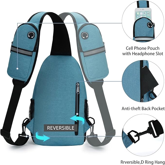 Sling Backpack Crossbody Sling Bag for Women Men Multipurpose Travel Essentials Hiking Chest Bag Daypack
