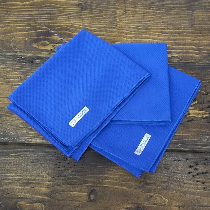 BUILTCOOL Adult Cooling Towel - Men & Women Chilly, Lightweight, Soft, Neck and Face Cooling Towel for Sport, Camping, Hunting, One Size, Sapphire, 3 Pack