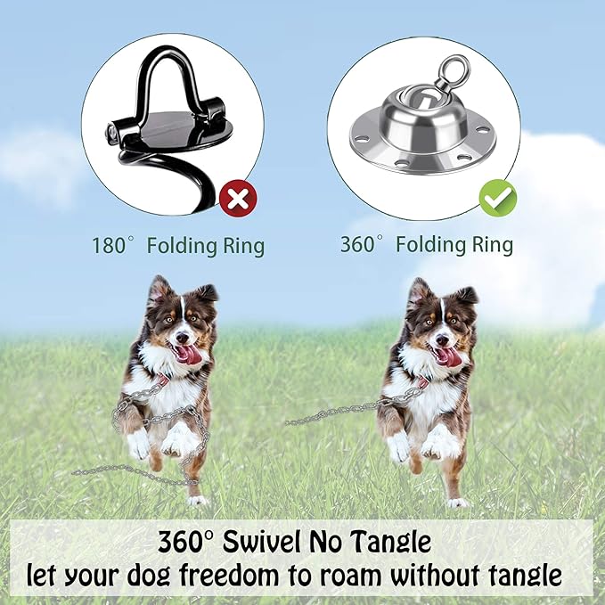 360° Swivel Dog Tie Out Stake Dog Anchor - Heavy Duty Rust Proof Dog Yard Stake Holds 1000Lbs of Pull Force for Yard Camping Outdoor