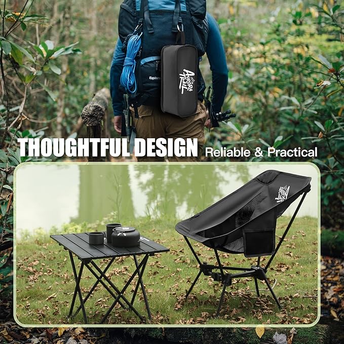 Ultralight Backpacking Chair,Compact Folding Camping Chair,Supports 300lbs,Portable Travel & Hiking Chair,Lightweight Design,Perfect for Hiking Gear, Picnics and Traveling