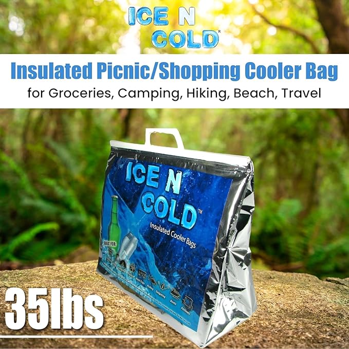 Insulated Cooler Bag - X-Large 40 lbs Capacity (Pack of 5) | Lightweight, Soft, Collapsible | Ideal for Groceries, Camping, Hiking, Beach, Travel