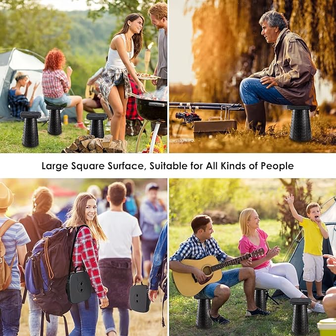 2 Pack Collapsible Stool with Soft Removable Cushion & Waterproof Carry Bag - Lightweight Folding Stool, 485lbs Capacity, Portable for Adults, Camping, Fishing, Hiking, Outdoor, Travel