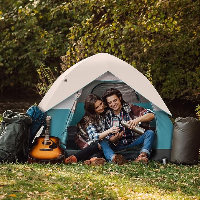 2/4-Person Family Dome Tent with Removable Rain-Fly, Easy Set Up Portable Camping Tent for Backpacking Hiking Backyard Outdoor, Green/Blue/2-person/4-person