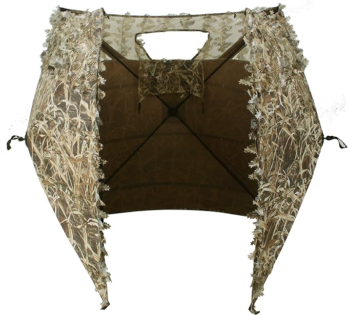 AUSCAMOTEK Pop Up Ground Blind for Deer Duck Turkey Hunting Portable Quick Setup Lightweight Green/Brown/Dry Grass Ground Peg Included