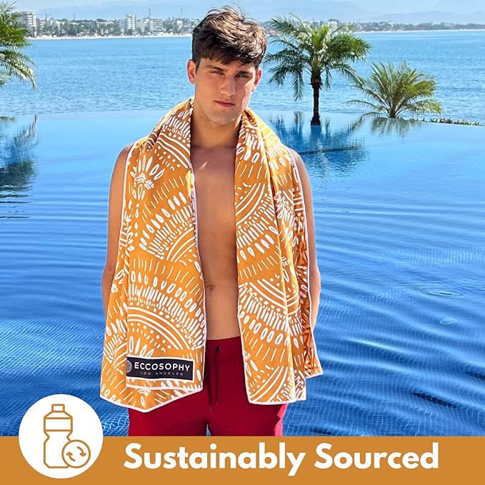ECCOSOPHY Microfiber Beach Towel - Sand Free Towels are Quick Dry, Light Weight, Super Absorbent - Perfect Pool, Travel, Cruise, Camping Essentials - Oversized Extra Large for Adults 71x35 in
