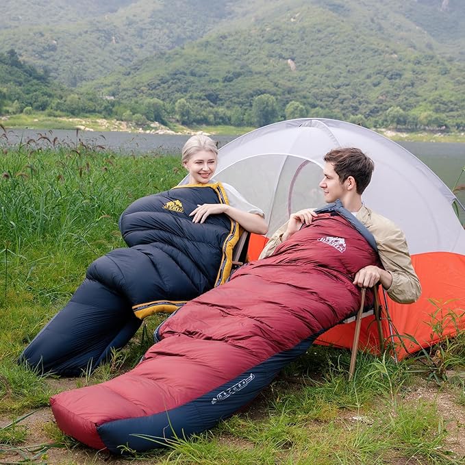 Down Sleeping Bag for Adults Cold Weather Ultralight & Compact 680FP Backpacking Sleeping Bag for Camping, Hiking, Mountaineering