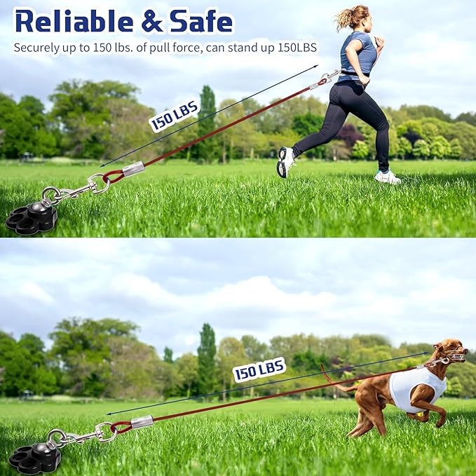360° Swivel Dog Tie out Cable and Stake Stainless Steel Heavy Dog Stake 1200 Lbs of Pull Force, Rust Proof No Tangle Holds for Yard Outdoor Camping, Contains Screws (Mix Colors)