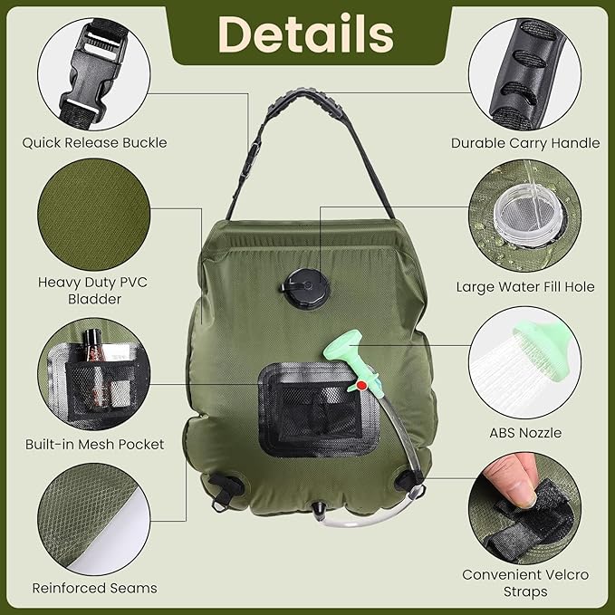 Solar Shower Tent Kit, Pop Up Privacy Tent Camping Shower Tent Kit Instant Pop Up Privacy, 5 Gallon Solar Shower Bag, Sun Canopy Beach Outdoor Camp Privacy Tent