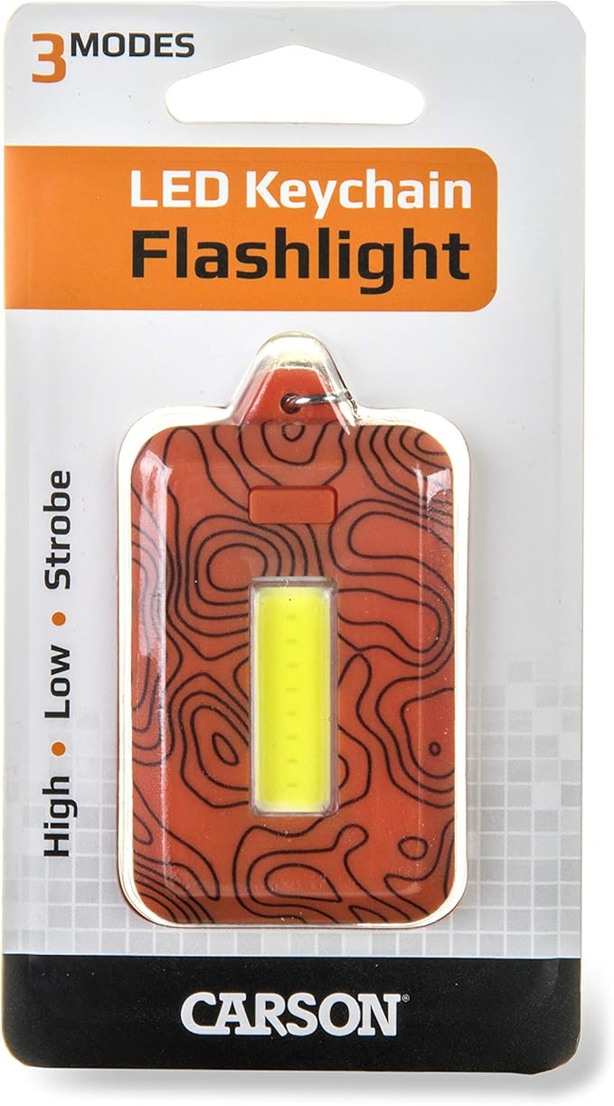 Carson COB LED Keychain Flashlight with Stainless Steel Keyring