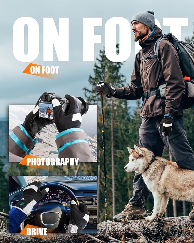 Heated Glove Liners Men Women, 7.6V Rechargeable Battery Heated Work Gloves Thin for Hunting Raynaulds Skiing Motorcycle Snowboarding Cycling Arthritis Riding Hiking Running