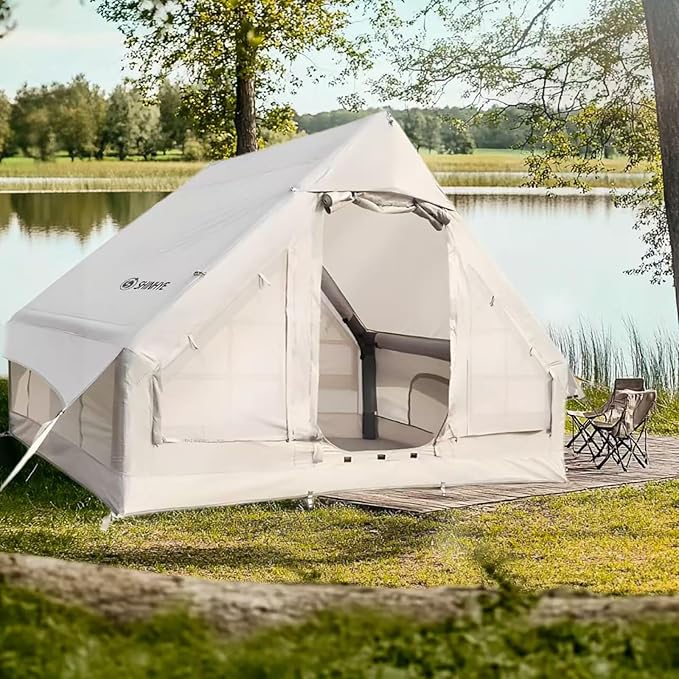 Inflatable Tent for Camping Large Blow Up Tents Glamping 4-8 Person House 4 Season Air with Pump Easy Set up Waterproof Outdoor Oxford