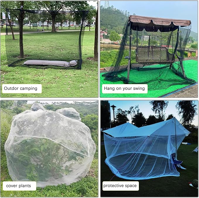 Mengersi 4 Corner Post Canopy Bed Curtains Mosquito Net Twin to Twin XL Size Bed,Netting Bed Curtains for Camping, Patio,Indoor Outdoor Net (80x40x80, Black)