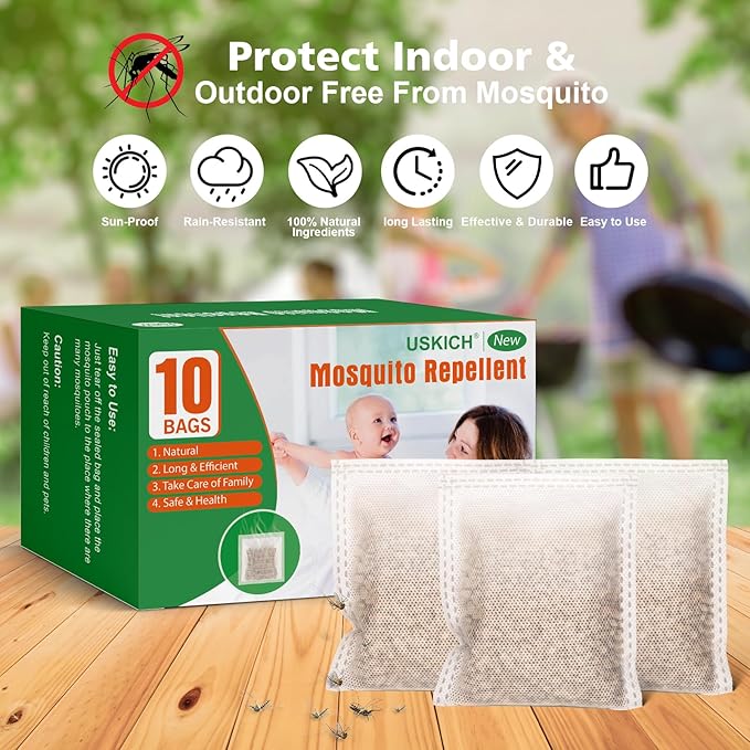10 Pack Mosquito Repellent Powerful Mosquito Deterrent Outdoor/Indoor Natural Mosquito Repellent for Kids & Pet,Mosquito Control for Room/Yard/Camping