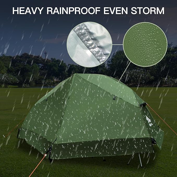 Night Cat Camping Cot Tent for 1 Person Off Ground Elevated Tent Cot Foldable Camping Sleeping Bed with Rainfly Waterproof Green