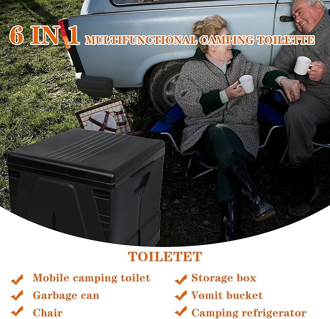 Camping Toilet, Composting Toilet with Biodegradable Bags, Portable Potty for Adults, Folding Toilet for Car Camping Hiking Long Trips Beach