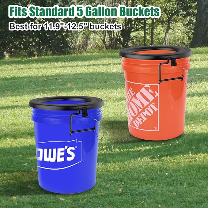 Bucket Toilet Seat, Portable Toilet Seat for 5 Gal Buckets, Camping Toilet Seat, Snap-on Toilet Seat for Outdoor, Camping, Hiking, Emergency, Car, Boat, RV Travel