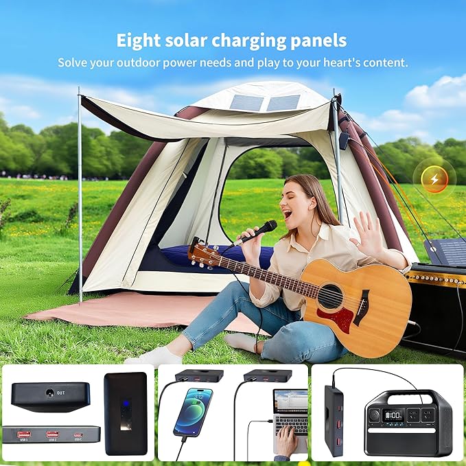 Cow-HQUS Camping Tents 4 Person,3 Minute Easy Set Up Waterproof Tent,Pop Up Tents for Camping, Portable Family Auto-Inflating Instant Tent with Mesh Windows, Large Inflatable Tents for Camping