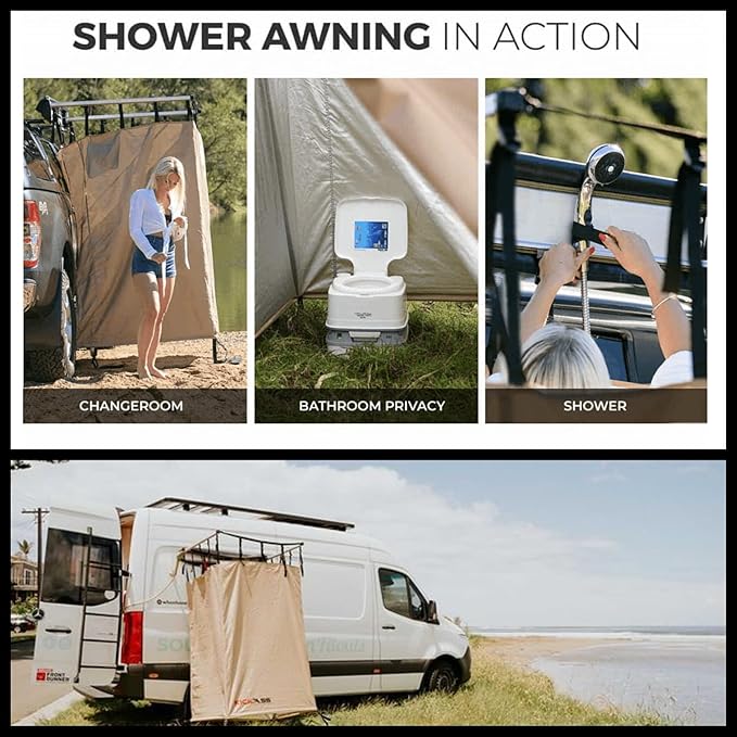 KickAss Instant Ensuite Camping Shower Tent Awning for Cars - Use on Jeep, Toyota, Great 4x4 Accessory Perfect for Camping, Off Roading, Boating, Fishing, Travel, RV's, Festivals, Road Trips