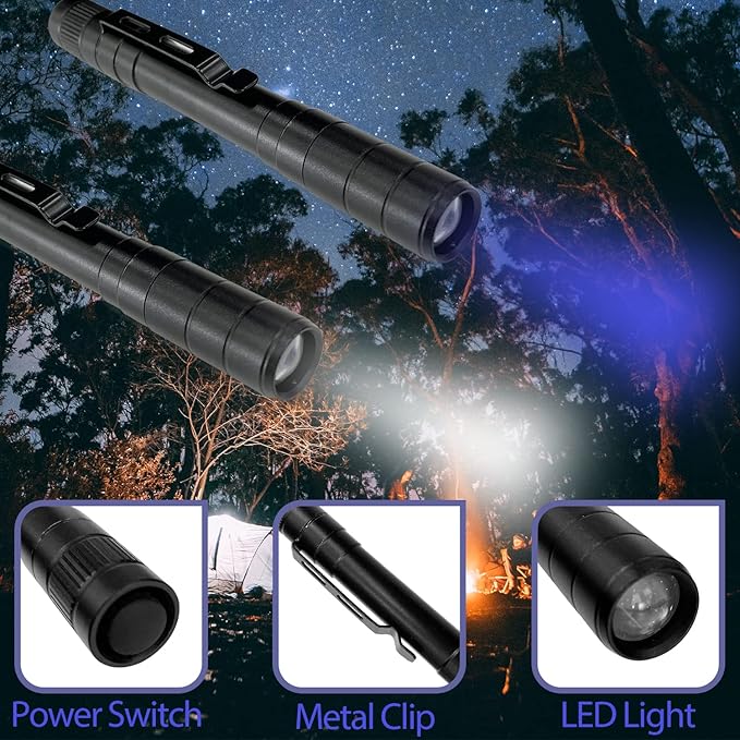 Sutekus UV Flashlight with Clip Multi-Function LED Pocket Pen Light Blacklight Detector for Cash Detector Camping, Pet Stain Detection