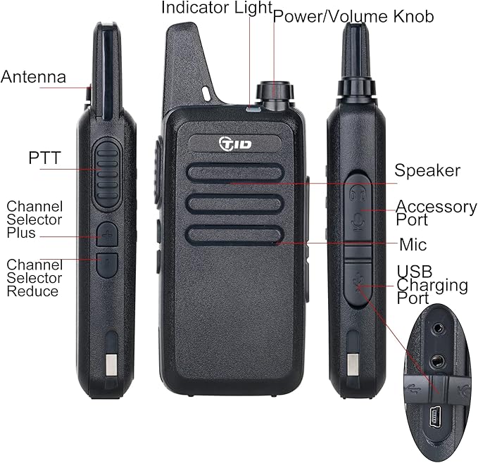 TIDRADIO TD-M8s Radios Walkie Talkies Rechargeable Two Way Radio (6 Pack) License-Free FRS Radio with 6 Way Multi Gang Charger USB Charger 2 Way Radio