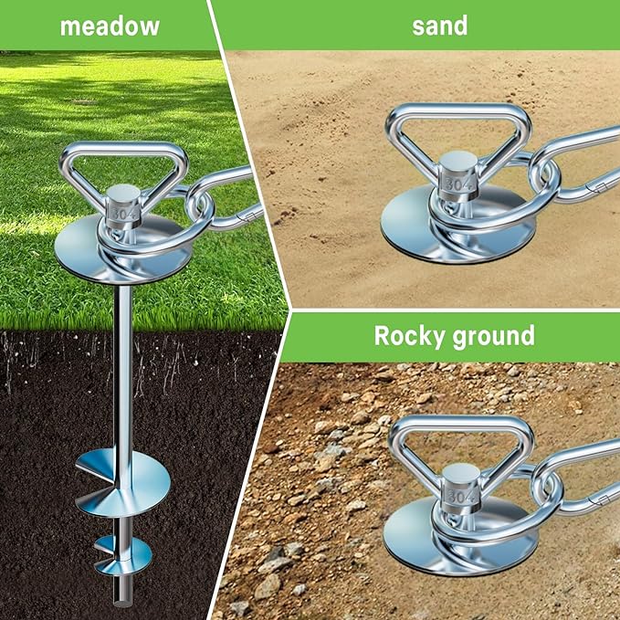 Dog Tie Out Cable and Stake,with 20FT Heavy Duty Cable,Dog Stake Allows Dogs Up to 200 lbs, Dog Stakes for Outside Beach,Camping, Yard, 360° Swivel Dog Anchor…