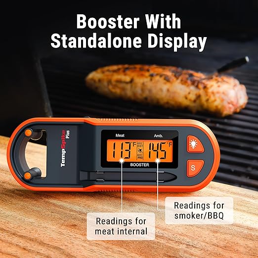 Thermopro TempSpike Plus 600FT Wireless Meat Thermometer with Upgraded Thinner Probe, Meat Thermometer Wireless with Standalone LCD Screen, Bluetooth Thermometer for BBQ Oven Grill Smoker Thermometer