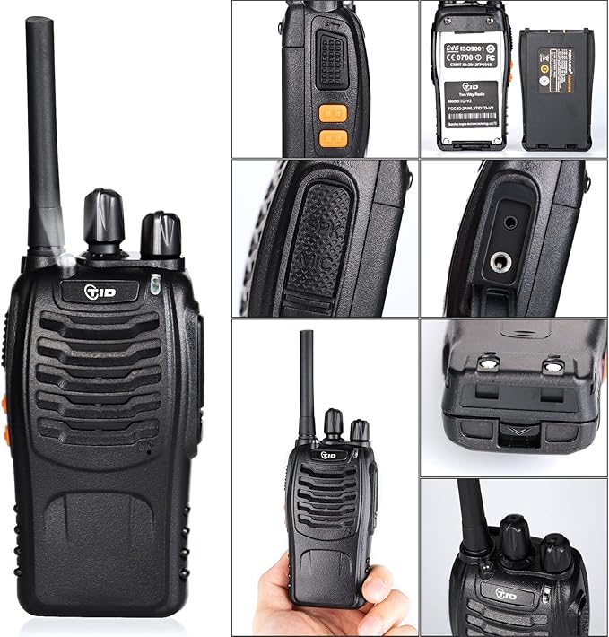 TIDRADIO TD-V2 Walkie Talkies for Adults with Earpiece 2 Way Radios Walkie Talkies Long Range with Flashilght Two Way Radio Rechargeable for Business or Family (20 Pack)