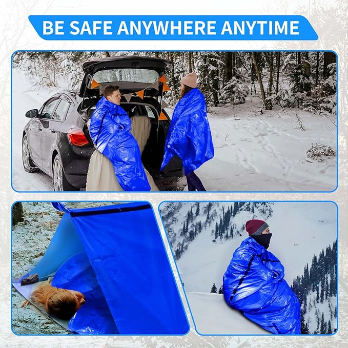 Frelaxy Emergency Tent Emergency Sleeping Bag Set, Survival Shelter & Emergency Bivy with Whistles, Paracord, Storage Pouches, and EVA Case, Perfect for Survival Kits