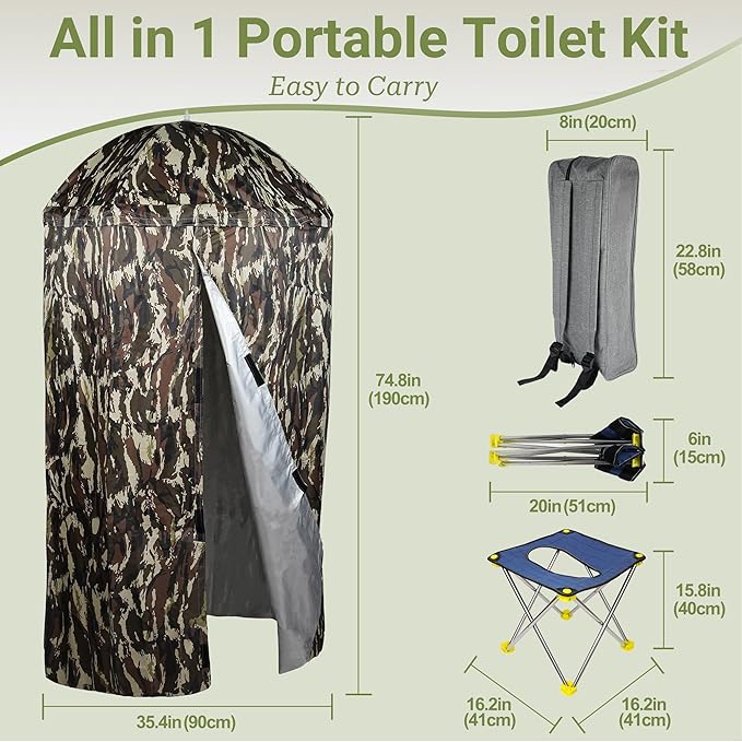 Upgrade XL Portable Toilet Camping Toilet,Foldable Travel Toilet Sturdy Stainless Steel Frame Portable Toilet for Camping,Hiking,Boating,Outdoor,Home