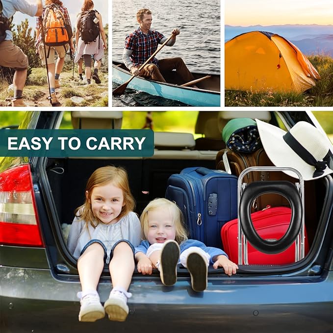 BLIKA Portable Toilet for Camping, 300LBS Weight Capacity Portable Camping Toilet, Folding Toilet with Removable Plastic Ring and Toilet Bags, Travel Toilet Car Toilet for Camping, Travel & Emergency