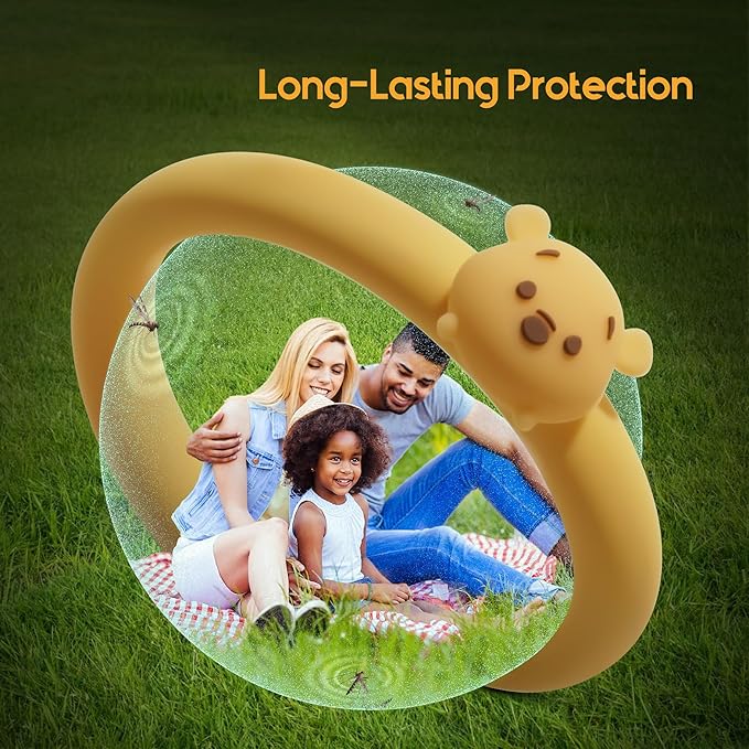 Mosquito Repellent Bracelets for Kids & Toddlers, Reusable Natural Bug Insect Repellent Bands, Waterproof DEET Free Wristband for Outdoor Camping Traveling Essentials (Yellow)