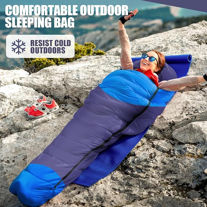 OBTANIM Sleeping Bags Portable Waterproof Camping Sleeping Bag for Adults Kids 4 Seasons Cold Weather or Warm Backpacking Hiking Mountaineering Indoor Outdoor Use