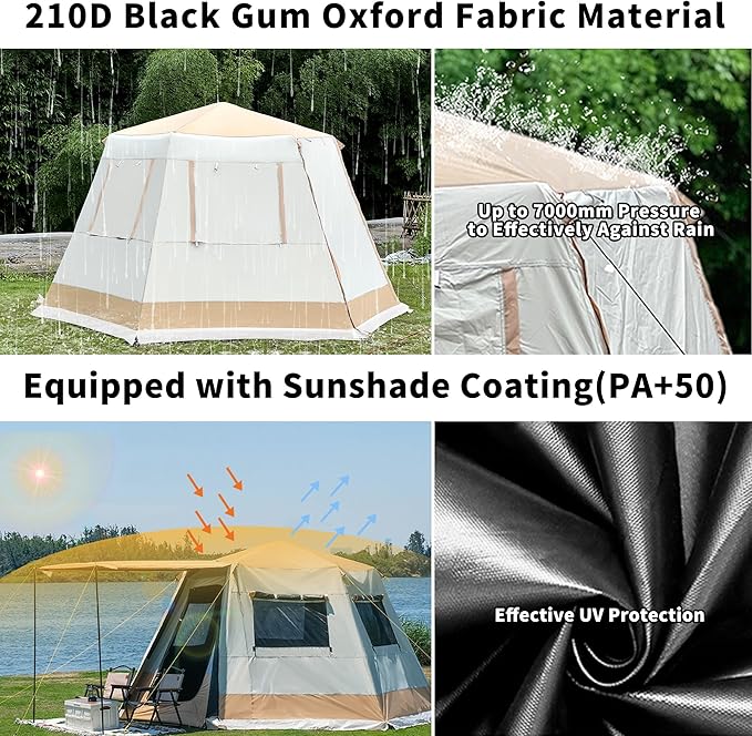 Tent for Camping, 3-6 Person Family Tents with Spacious Interior, Waterproof Tent with Carry Bag for Family Camping Traveling Hiking Picnic
